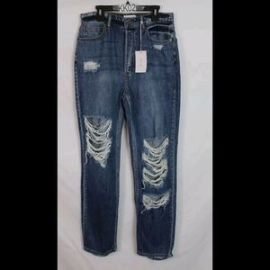 Cello Jeans Women's Distressed High-Rise 90's Boyfriend Straight Leg Jean 7 NWT